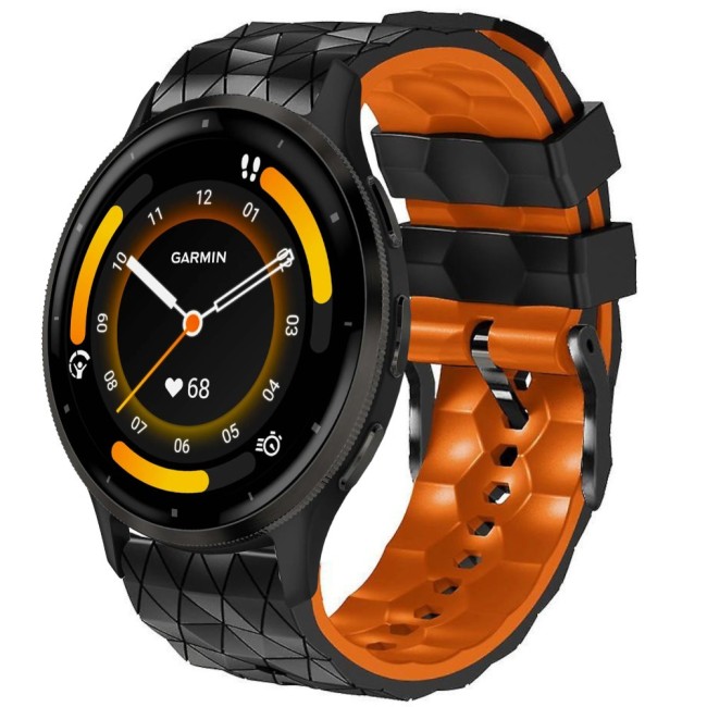 Estuyoya Correa silicona Geometric Garmin Venu 3 Negro,Naranja