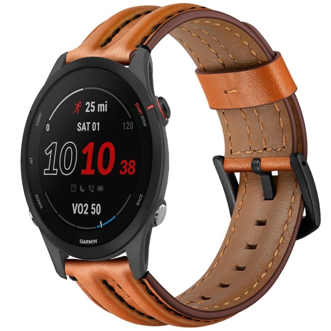 Estuyoya Correa cuero Acolchado Garmin Forerunner 255 marrón