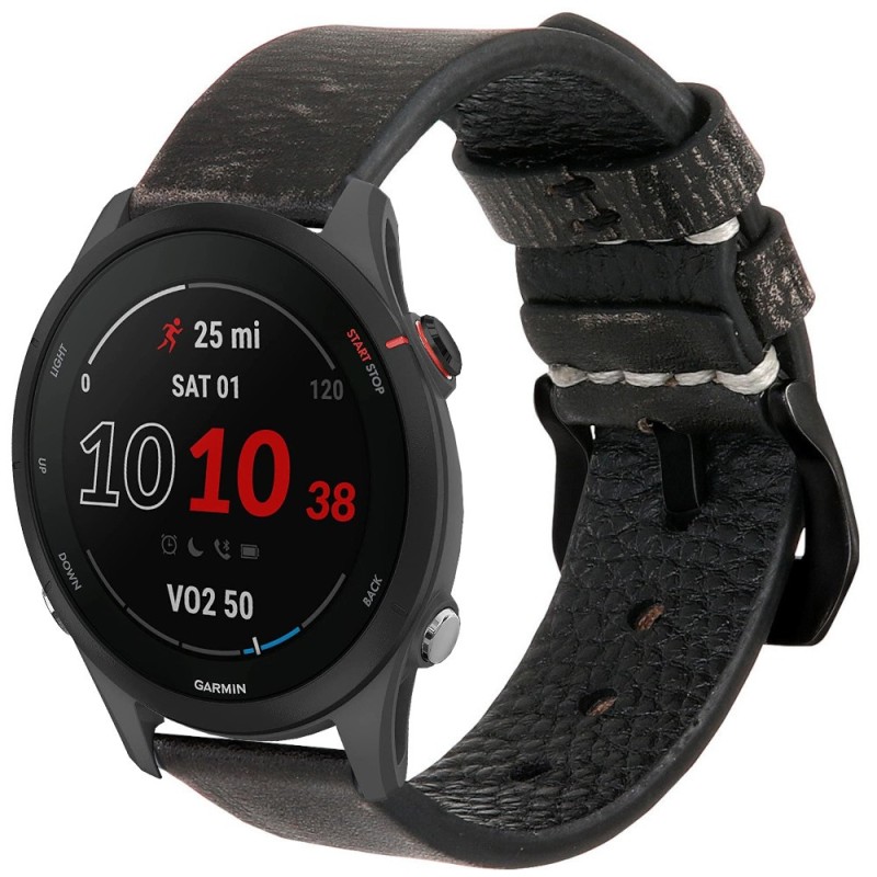 Estuyoya Correa cuero Garmin Forerunner 255 hecha a mano gris