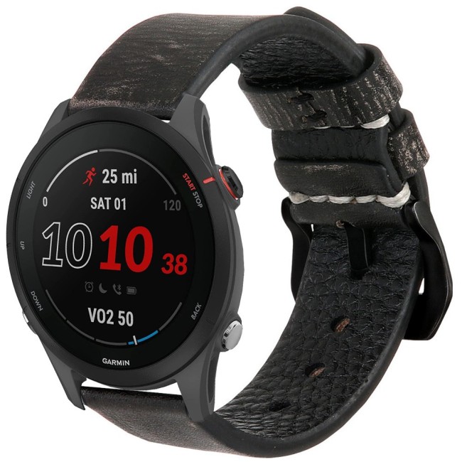 Estuyoya Correa cuero Garmin Forerunner 255 hecha a mano gris