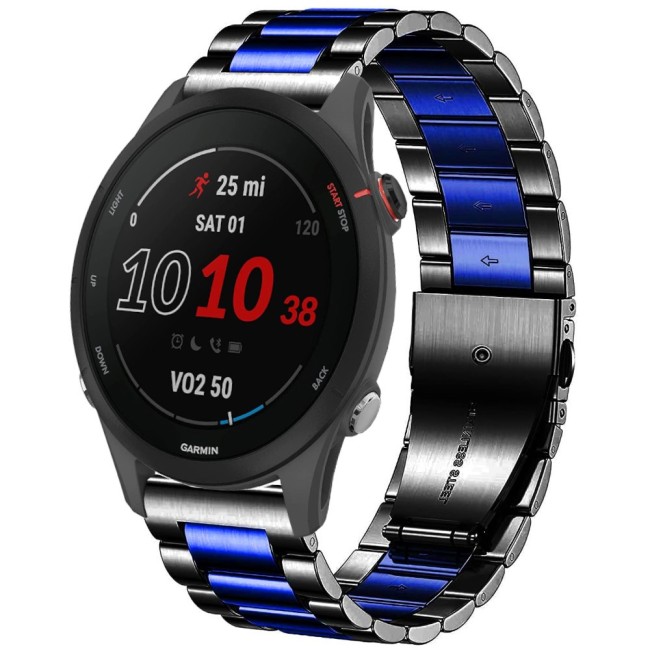 Estuyoya Correa metal acero Garmin Forerunner 255 negro,azul