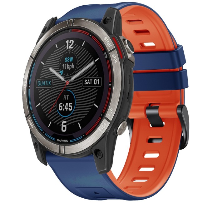 Estuyoya Correa 2 Colores Silicona Garmin Quatix 7X Azul,Naranja