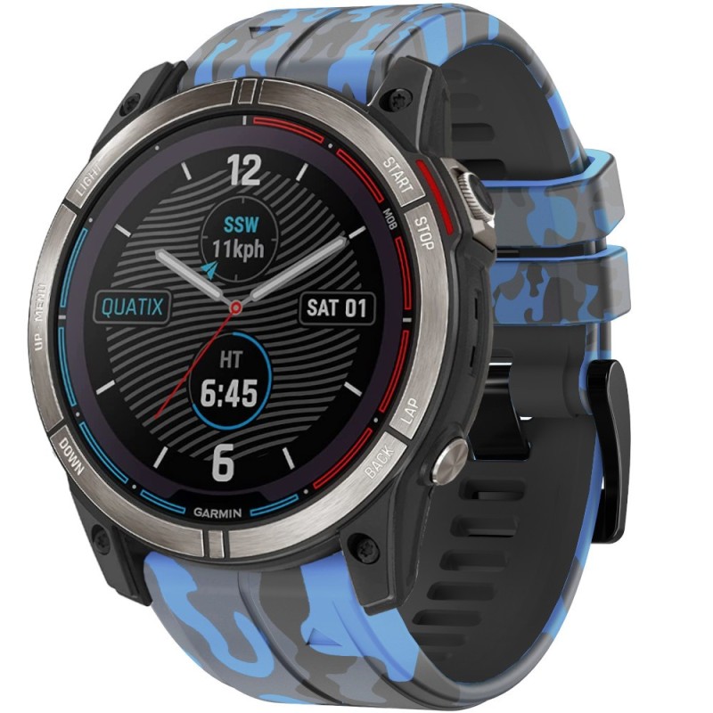 Estuyoya Correa silicona Camuflaje Garmin Quatix 7X Azul