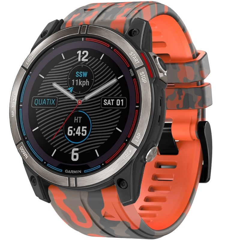 Estuyoya Correa silicona Camuflaje Garmin Quatix 7X Naranja