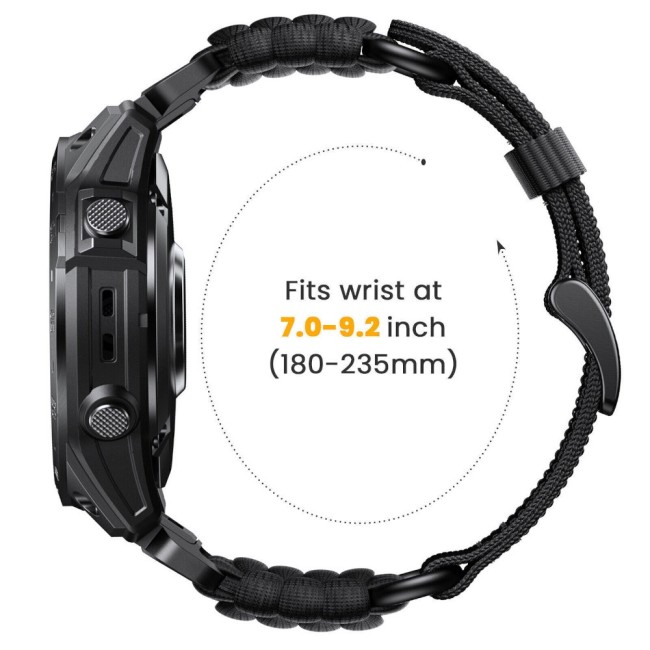 Estuyoya Correa nylon Paracord Garmin Quatix 7X Negro