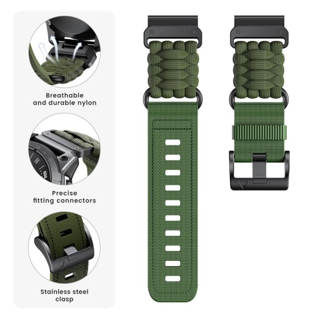 Estuyoya Correa nylon Paracord Garmin Quatix 7X Verde