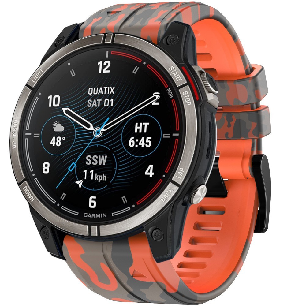 Estuyoya Correa silicona Camuflaje Garmin Quatix 7 Naranja