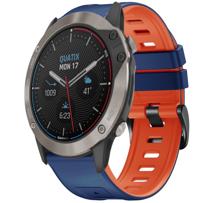 Estuyoya Correa 2 Colores Silicona Garmin Quatix 6X Azul,Naranja