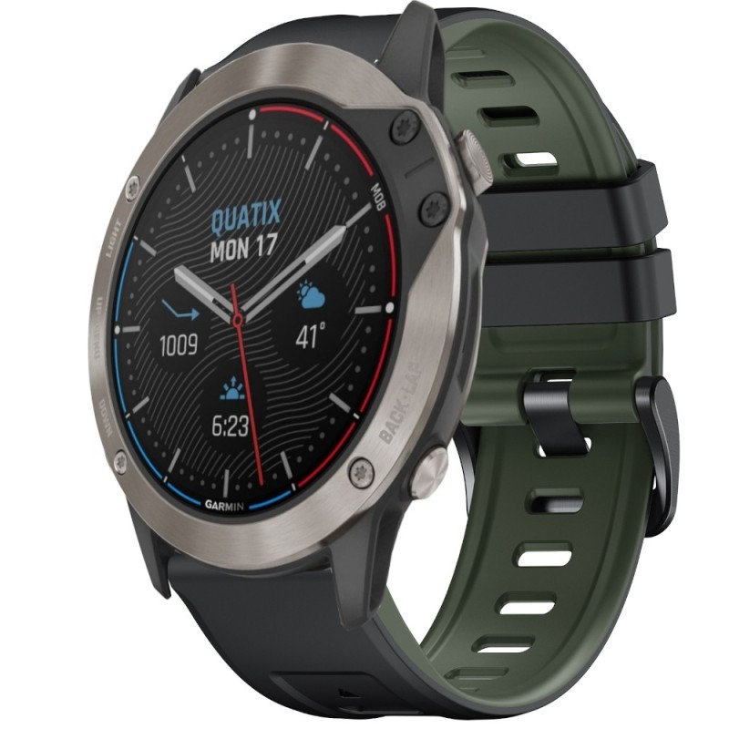 Estuyoya Correa 2 Colores Silicona Garmin Quatix 6X Verde,Negro