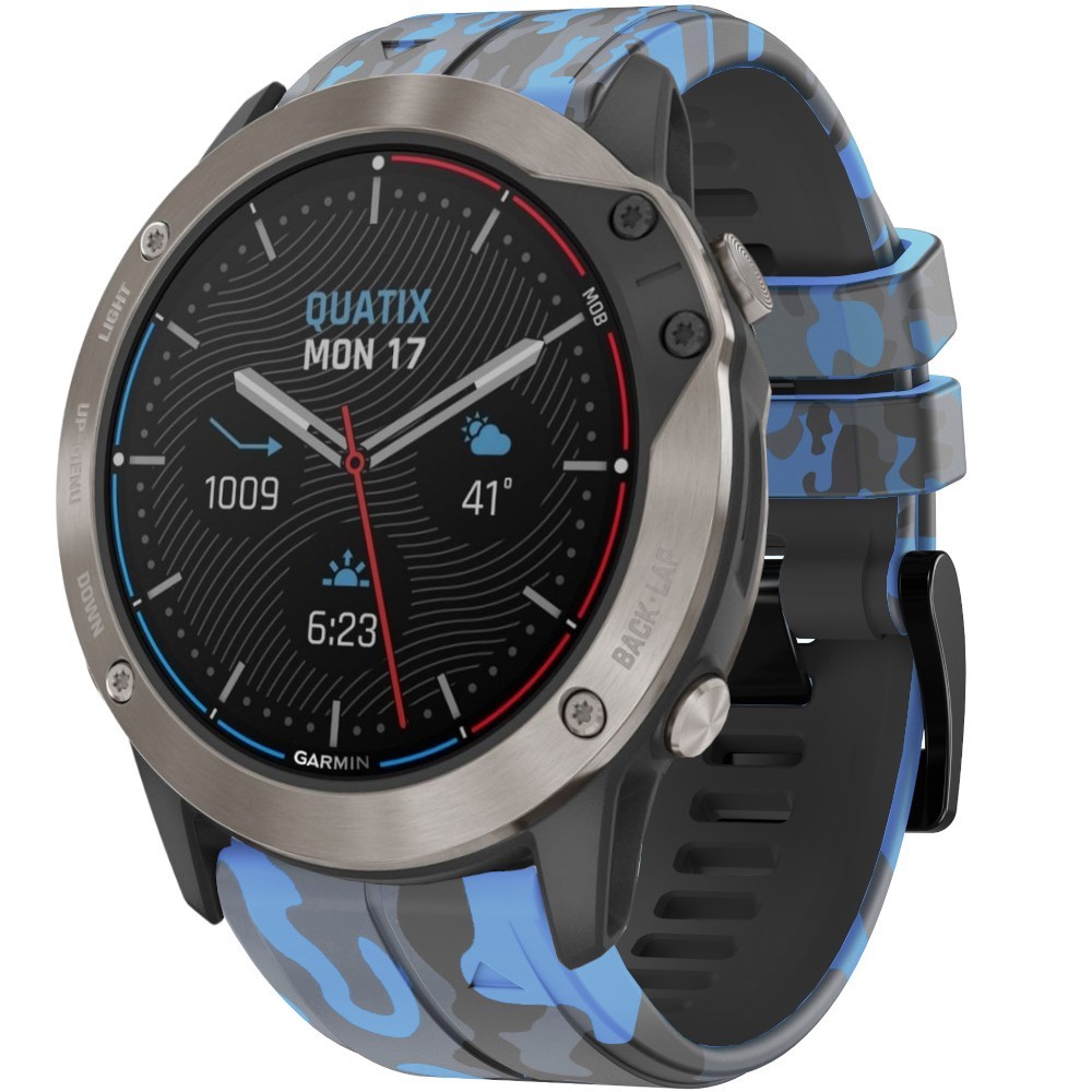 Estuyoya Correa silicona Camuflaje Garmin Quatix 6X Azul