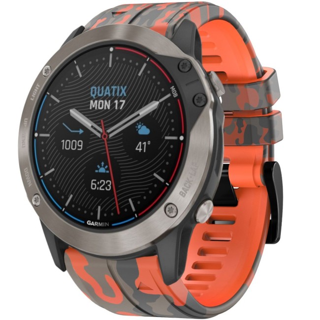 Estuyoya Correa silicona Camuflaje Garmin Quatix 6 Naranja