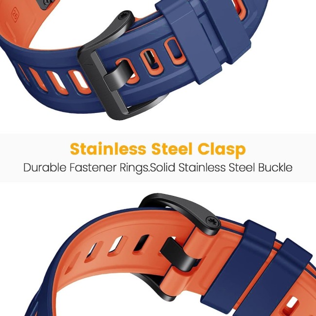 Estuyoya Correa 2 Colores Silicona Garmin Tactix 7 Azul,Naranja