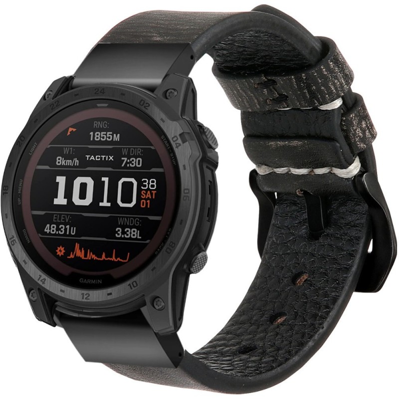 Estuyoya Correa cuero Garmin Tactix 7 hecha a mano gris (GreySpace)