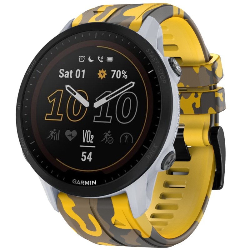 Estuyoya Correa silicona Camuflaje Garmin Forerunner 955 Amarillo