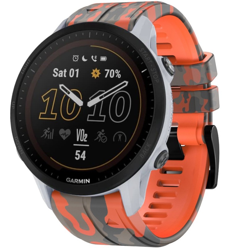 Estuyoya Correa silicona Camuflaje Garmin Forerunner 955 Naranja