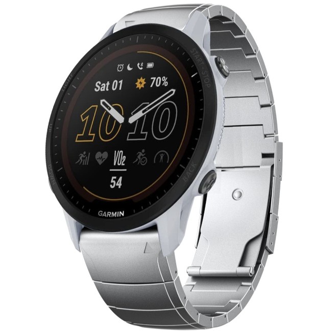 Estuyoya Correa Acero Luxury Garmin Forerunner 955 Plata