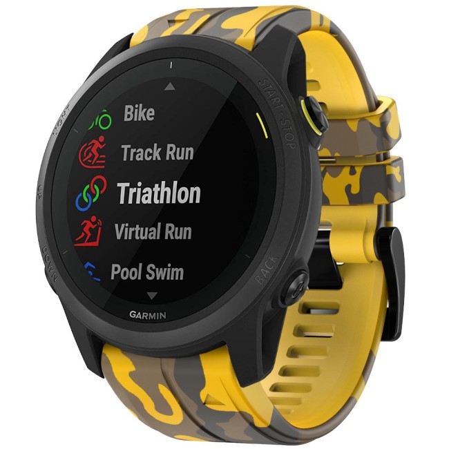 Estuyoya Correa silicona Camuflaje Garmin Forerunner 745 Amarillo