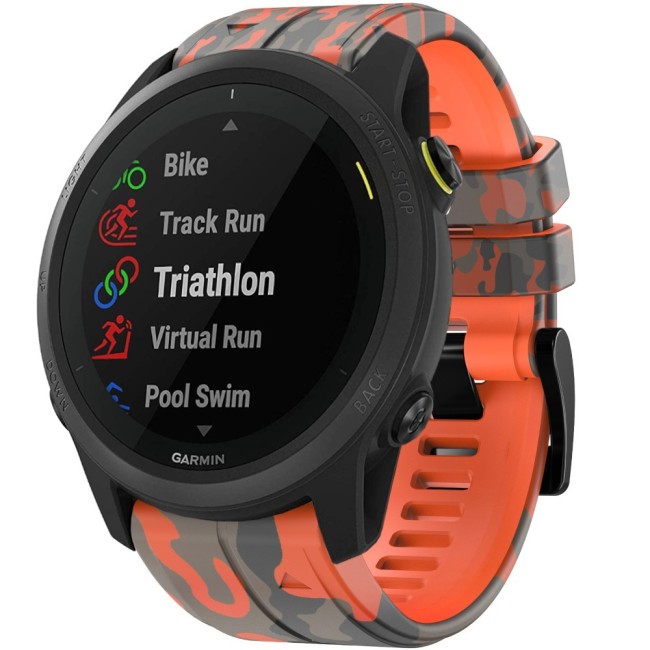 Estuyoya Correa silicona Camuflaje Garmin Forerunner 745 Naranja