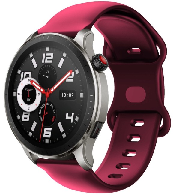 Estuyoya Correa silicona Doble Cierre Amazfit GTR 4 Rojo Vino