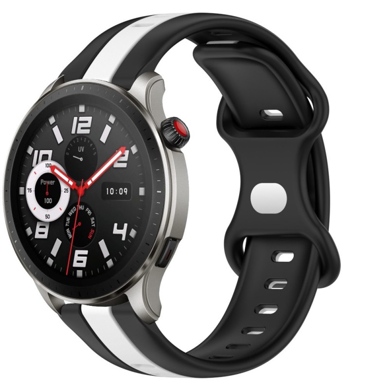 Estuyoya Correa silicona Raya Amazfit GTR 4 Negro,Blanco