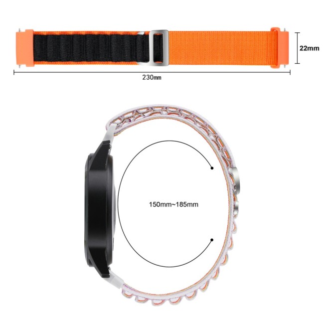 Estuyoya Correa loop nylon Amazfit GTR 4 Naranja,Negro