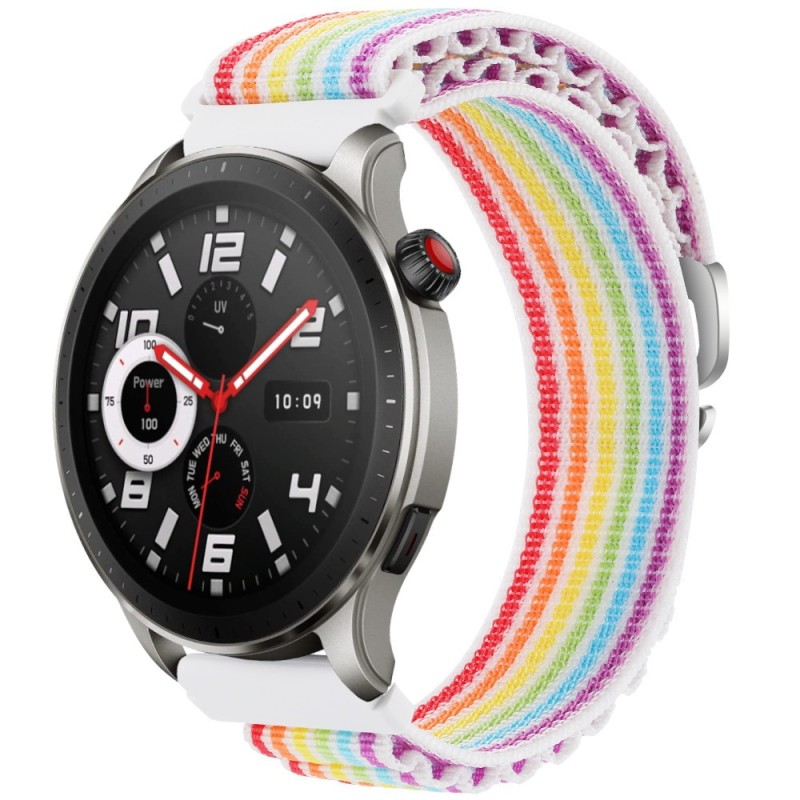 Estuyoya Correa loop nylon Amazfit GTR 4 Rainbow White