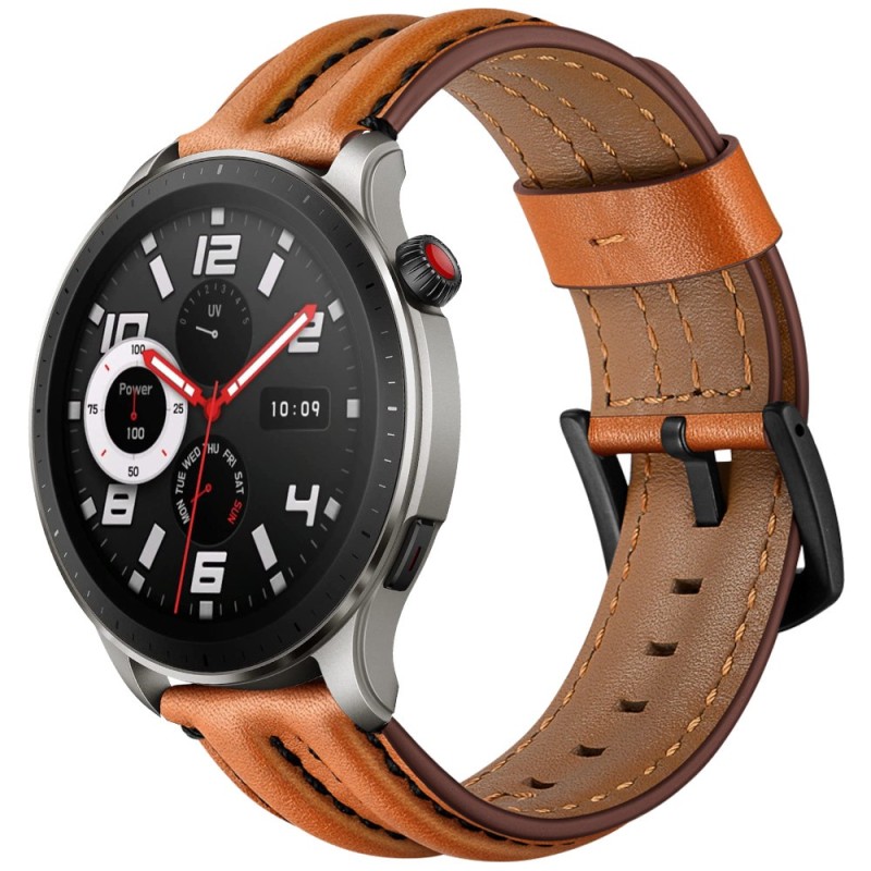 Estuyoya Correa cuero Acolchado Amazfit GTR 4 marrón