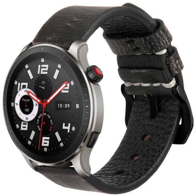 Estuyoya Correa cuero Amazfit GTR 4 hecha a mano gris