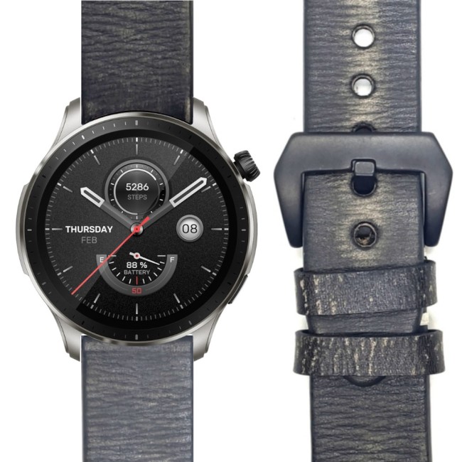 Estuyoya Correa cuero Amazfit GTR 4 hecha a mano gris