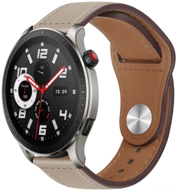 Estuyoya Correa cuero Bucle Amazfit GTR 4 blanco perla