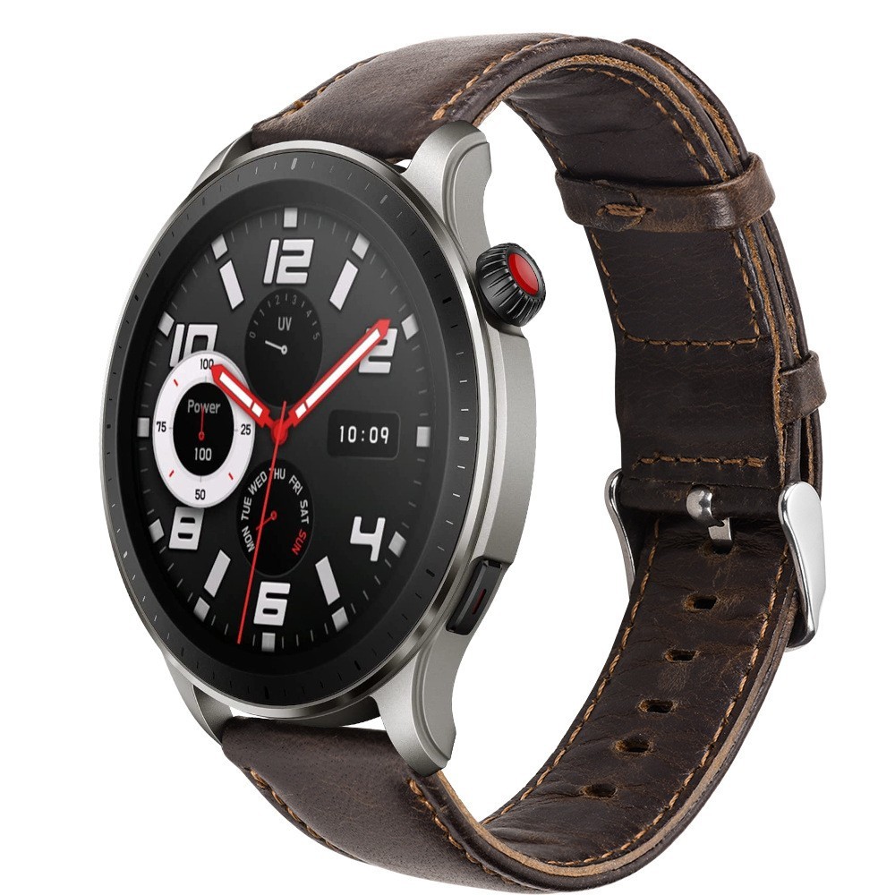 Estuyoya Correa cuero Vintage Amazfit GTR 4 marrón café