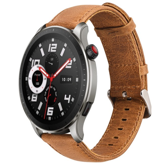 Estuyoya Correa cuero Vintage Amazfit GTR 4 marrón camel