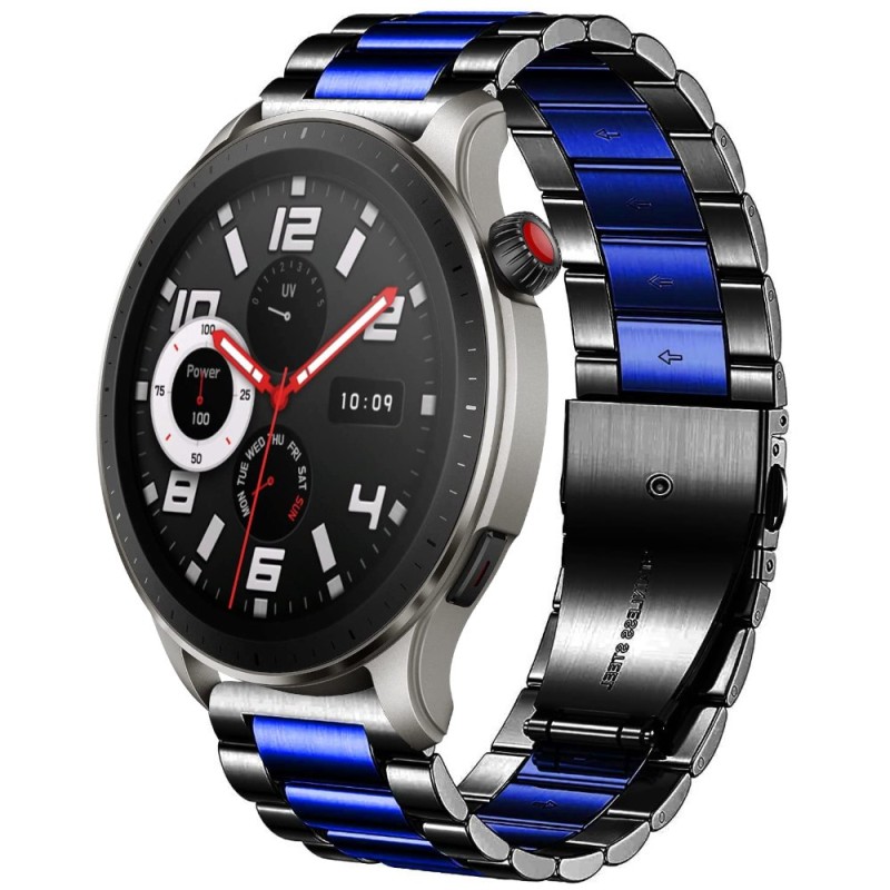 Estuyoya Correa metal acero Amazfit GTR 4 negro,azul