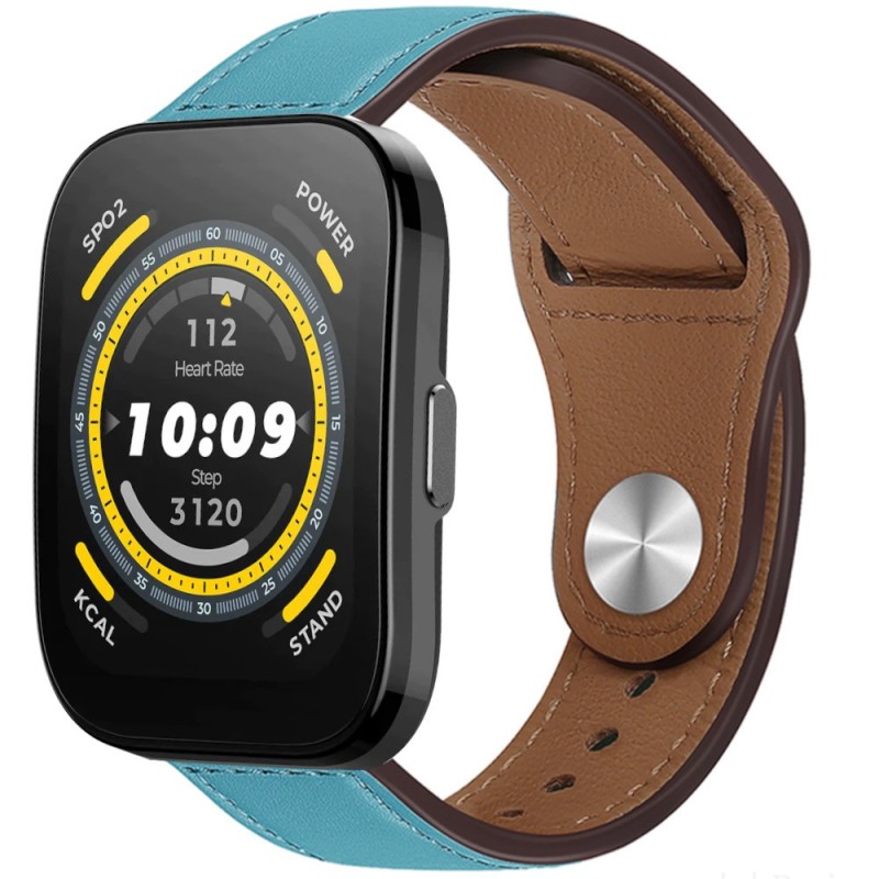 Estuyoya Correa cuero Bucle Amazfit Bip 5 azul