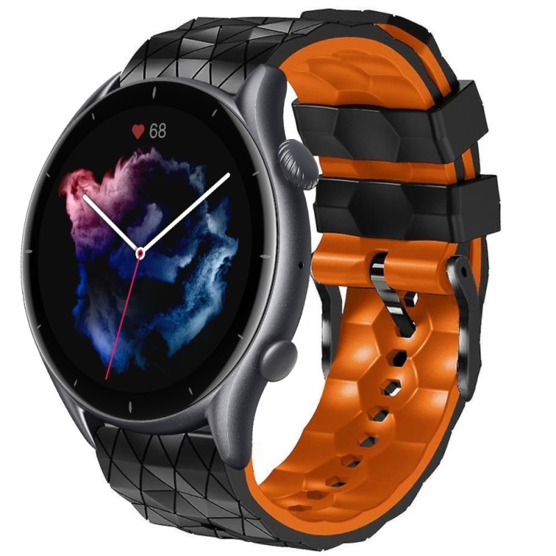 Estuyoya Correa silicona Geometric Amazfit GTR 3 (Pro) Negro,Naranja