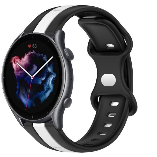 Estuyoya Correa silicona Raya Amazfit GTR 3 (Pro) Negro,Blanco