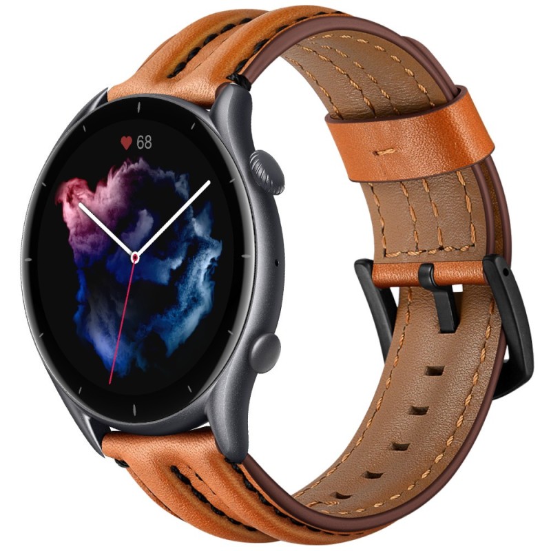 Estuyoya Correa cuero Acolchado Amazfit GTR 3 (Pro) marrón