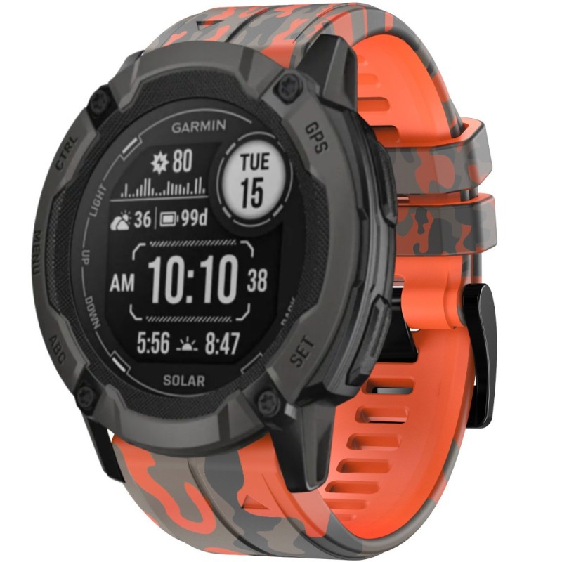 Estuyoya Correa silicona Camuflaje Garmin Instinct 2X Naranja