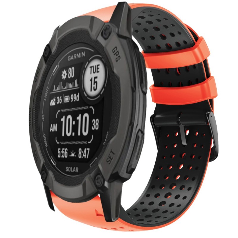 Estuyoya Correa silicona Deportiva Agujeros Garmin Instinct 2X Naranja,Negro