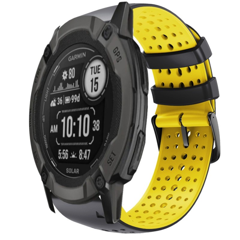 Estuyoya Correa silicona Deportiva Agujeros Garmin Instinct 2X Negro,Amarillo