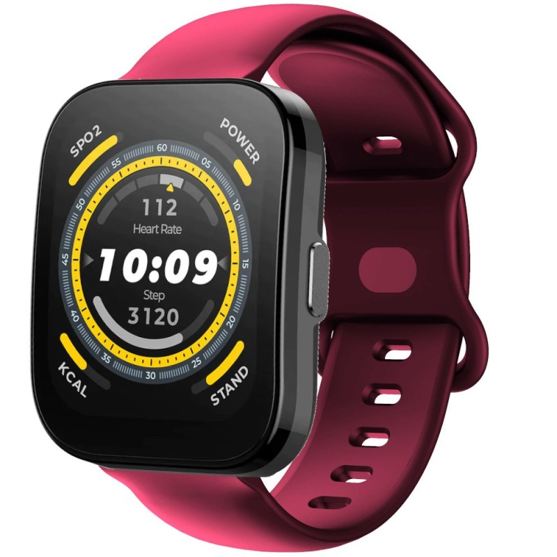 Estuyoya Correa silicona Doble Cierre Amazfit Bip 5 Rojo Vino