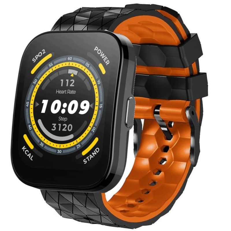 Estuyoya Correa silicona Geometric Amazfit Bip 5 Negro,Naranja