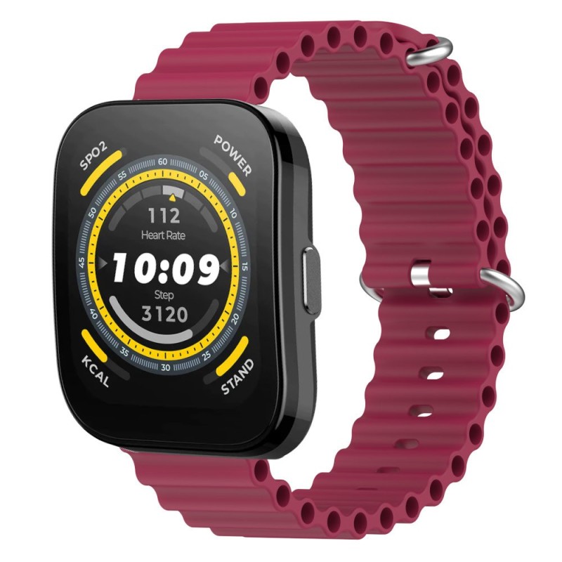 Estuyoya Correa silicona Ocean Amazfit Bip 5 rojo vino