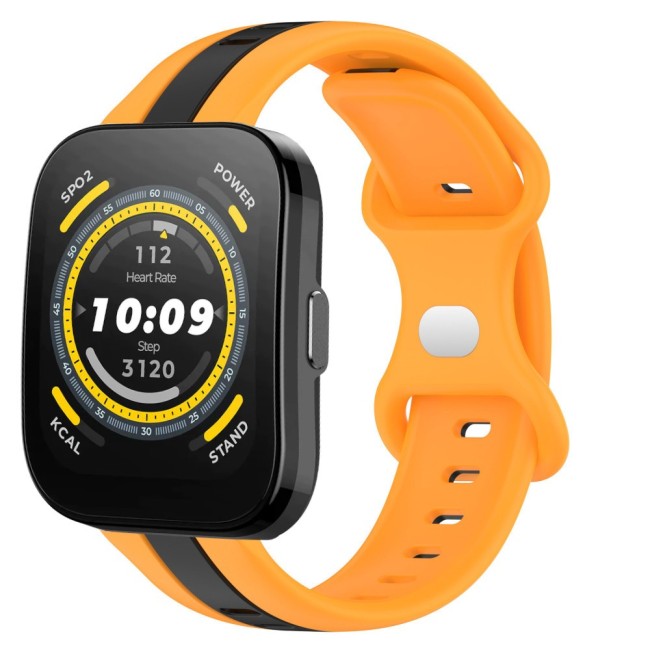 Estuyoya Correa silicona Raya Amazfit Bip 5 Naranja,Negro