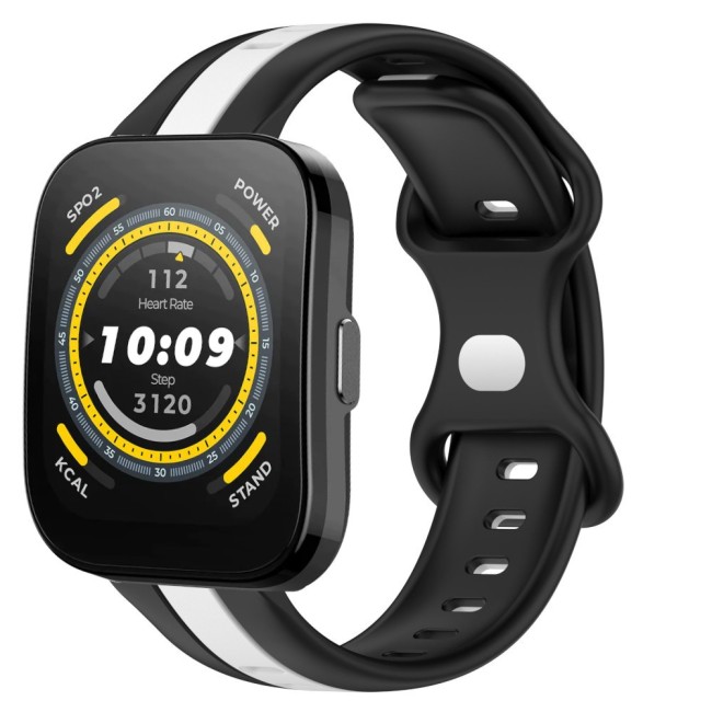 Estuyoya Correa silicona Raya Amazfit Bip 5 Negro,Blanco