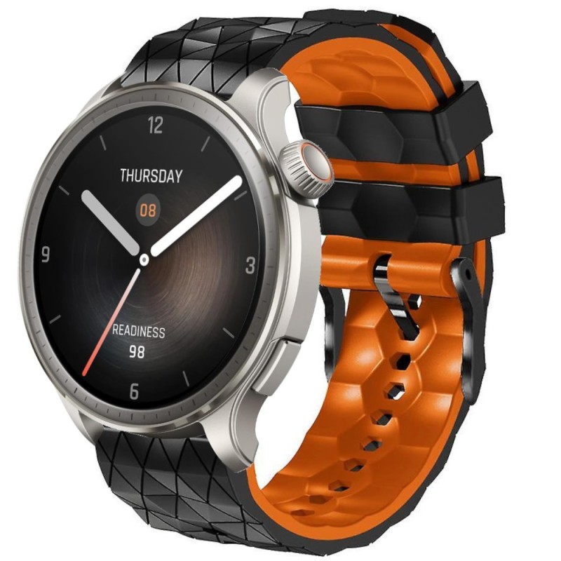 Estuyoya Correa silicona Geometric Amazfit Balance Negro,Naranja