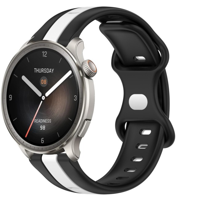 Estuyoya Correa silicona Raya Amazfit Balance Negro,Blanco