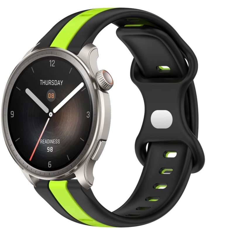 Estuyoya Correa silicona Raya Amazfit Balance Negro,Verde