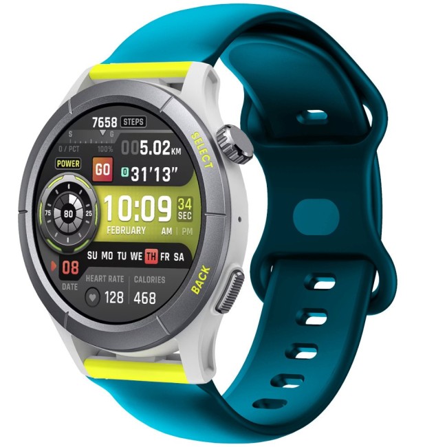 Estuyoya Correa silicona Doble Cierre Amazfit Cheetah (Pro) (Round) Azul Eléctrico