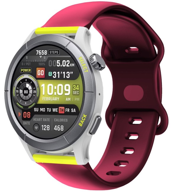 Estuyoya Correa silicona Doble Cierre Amazfit Cheetah (Pro) (Round) Rojo Vino